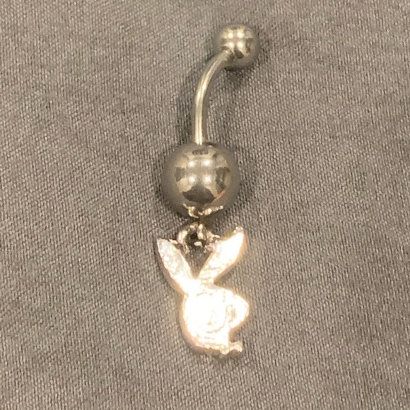 Belly Button Ring - blue playboy rhinestones - Picture 5 of 8